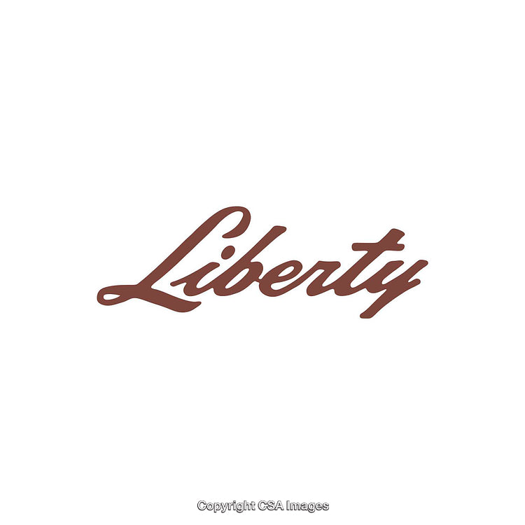 Brown Calligraphy Design With Word 'Liberty' on White Background
