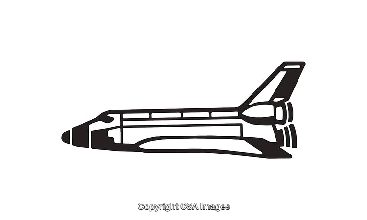 Black and White Line Art of a Space Shuttle Illustration
