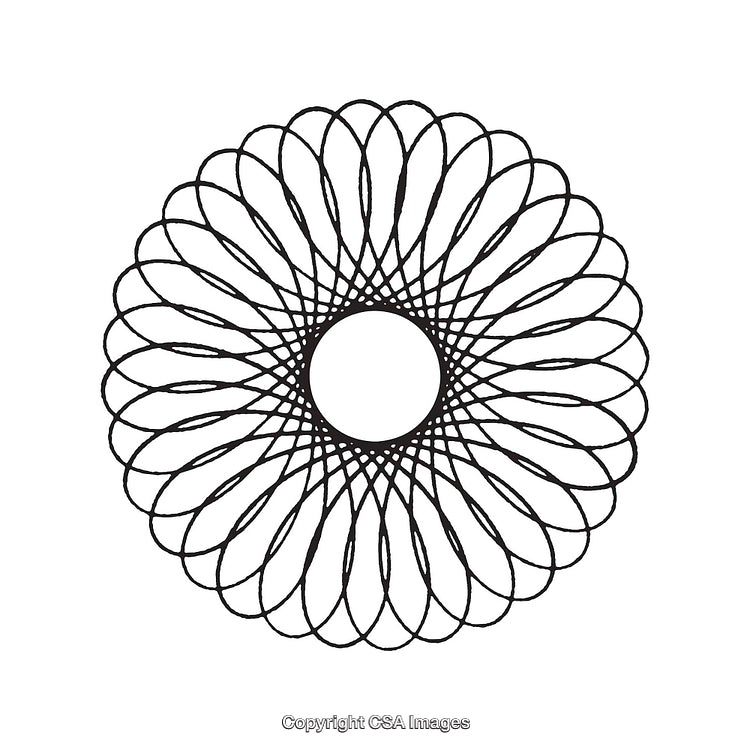 Abstract Black and White Geometric Circular Line Design Drawing