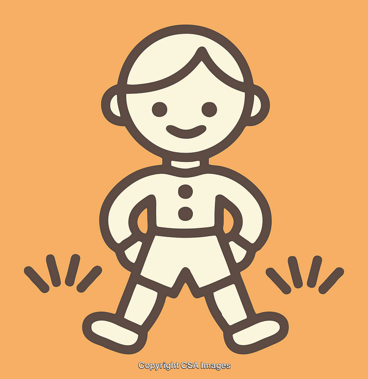 Cheerful Cartoon Boy Illustration on an Orange Background
