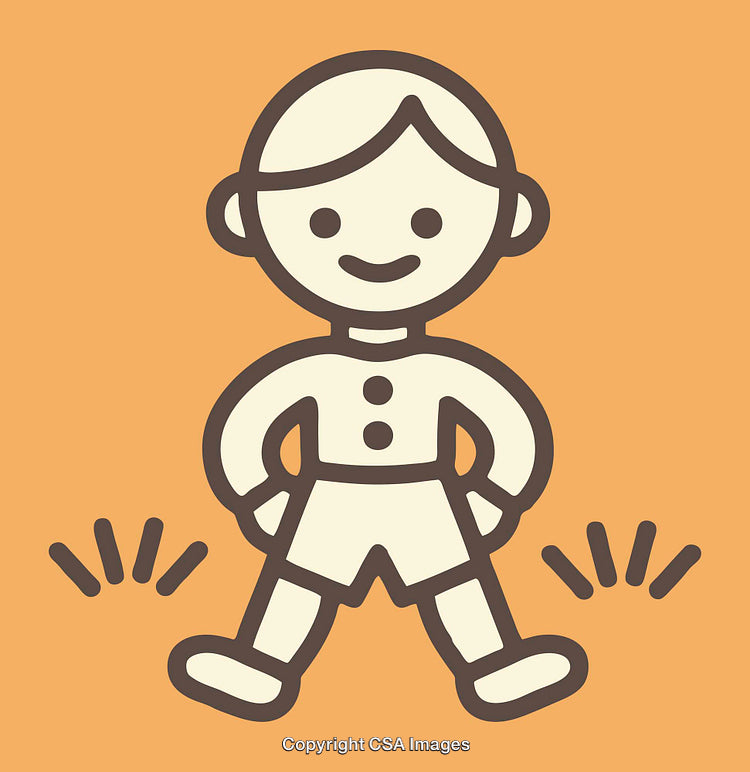 Cheerful Cartoon Boy Illustration on an Orange Background