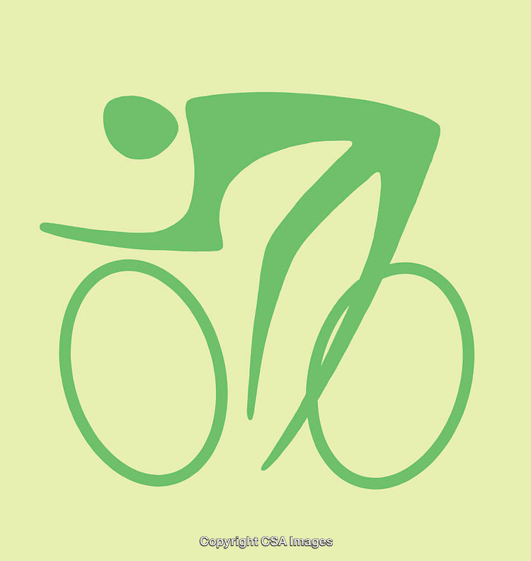 Abstract Green Cyclist Illustration with Minimalist Design on Light Background