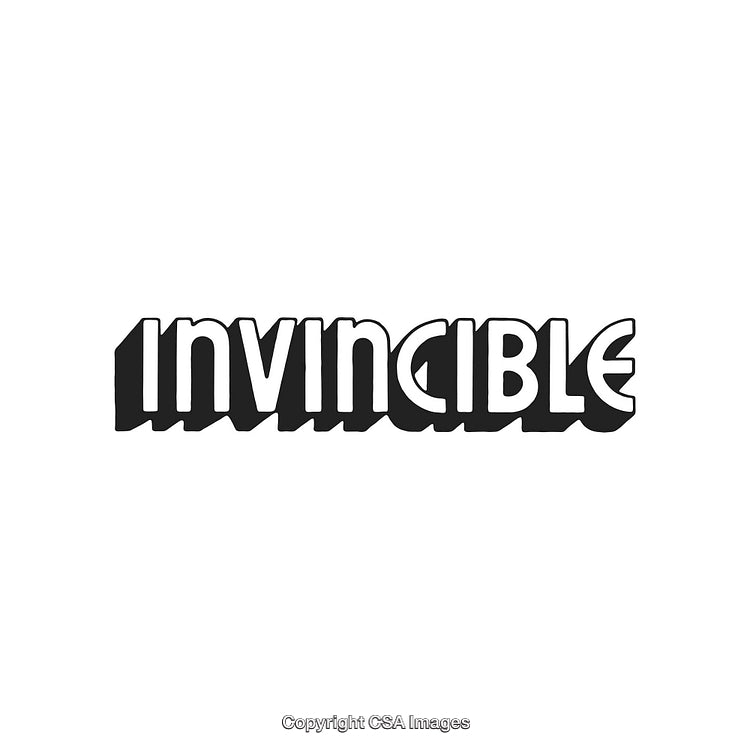 Bold Invincible Text Design Featuring 3D Shadow Effect Against White Background