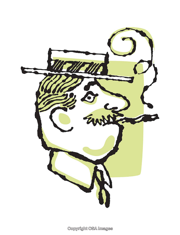Vintage Style Illustration of Smoking Man with Green Accent