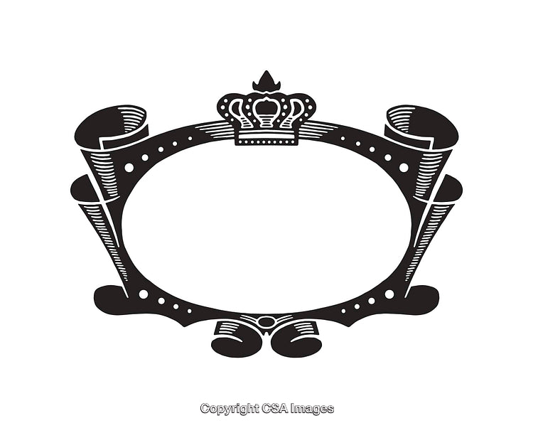 Elegant Black and White Line Art Frame with Regal Elements