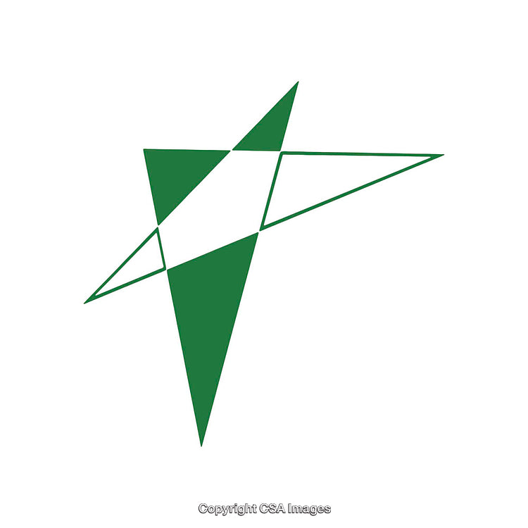 Abstract Green Angular Shape Composed of Geometric Triangles