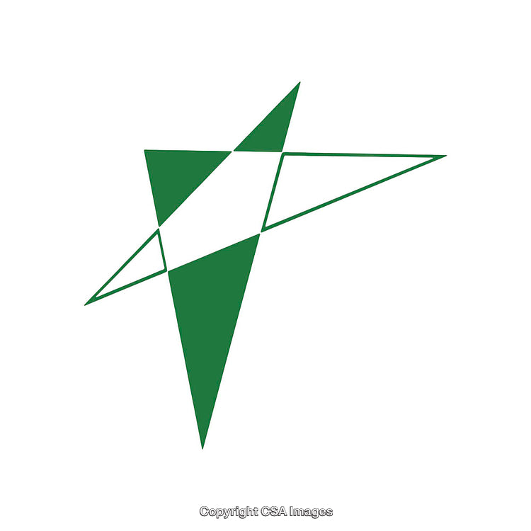 Abstract Green Angular Shape Composed of Geometric Triangles