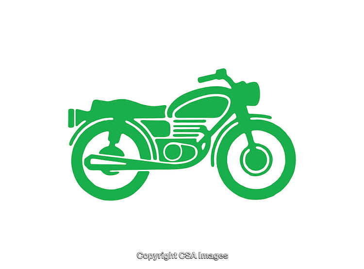 Green Silhouette Icon of a Motorbike on a White Background