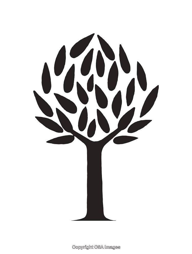 Minimalist Black and White Line Art of a Tree Design