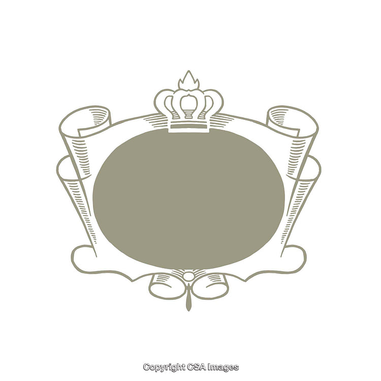 Elegant Crown Emblem with Ribbon and Decorative Circular Design