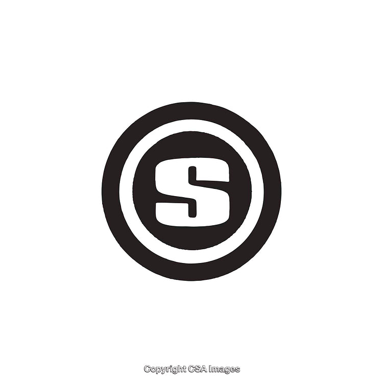 Black Circular Logo Featuring Stylish Letter 'S' on White Background