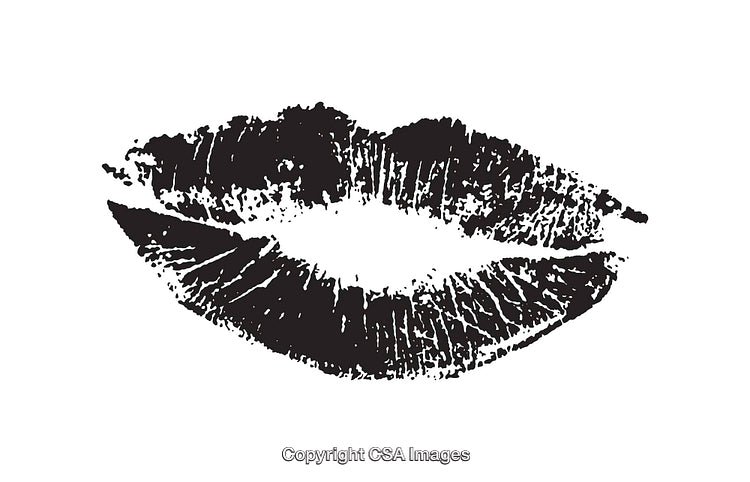 Black And White Lip Print Line Art Illustration