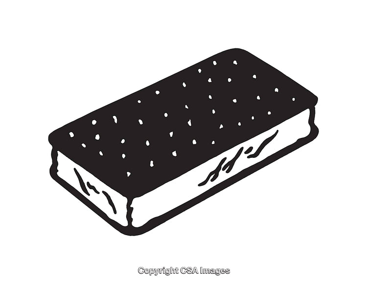 Black and White Sketch of Ice Cream Sandwich Illustration