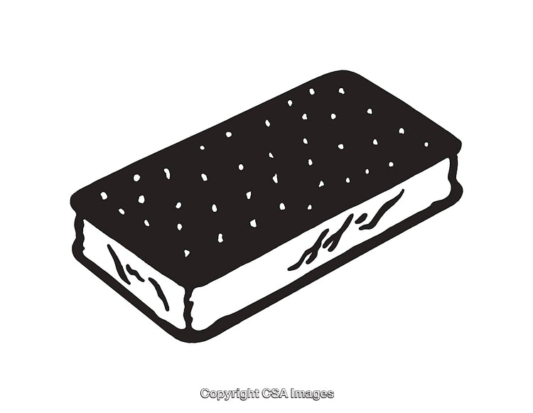 Black and White Sketch of Ice Cream Sandwich Illustration