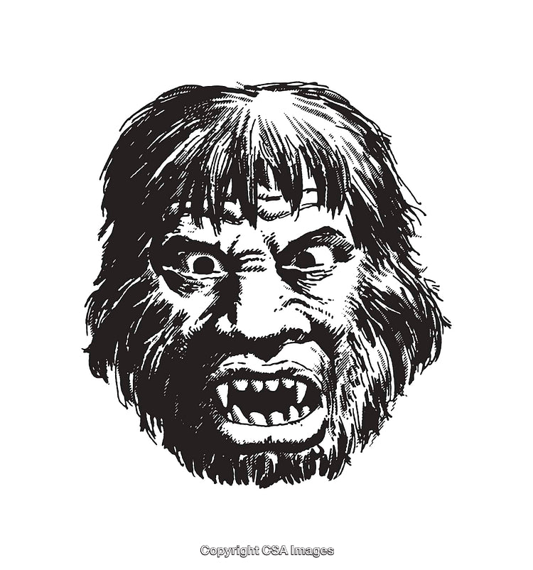 Monochrome Illustration of a Fierce Creature Face with a Gnarly Expression