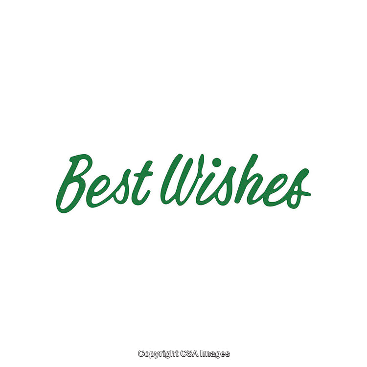 Green Best Wishes Script on White Background