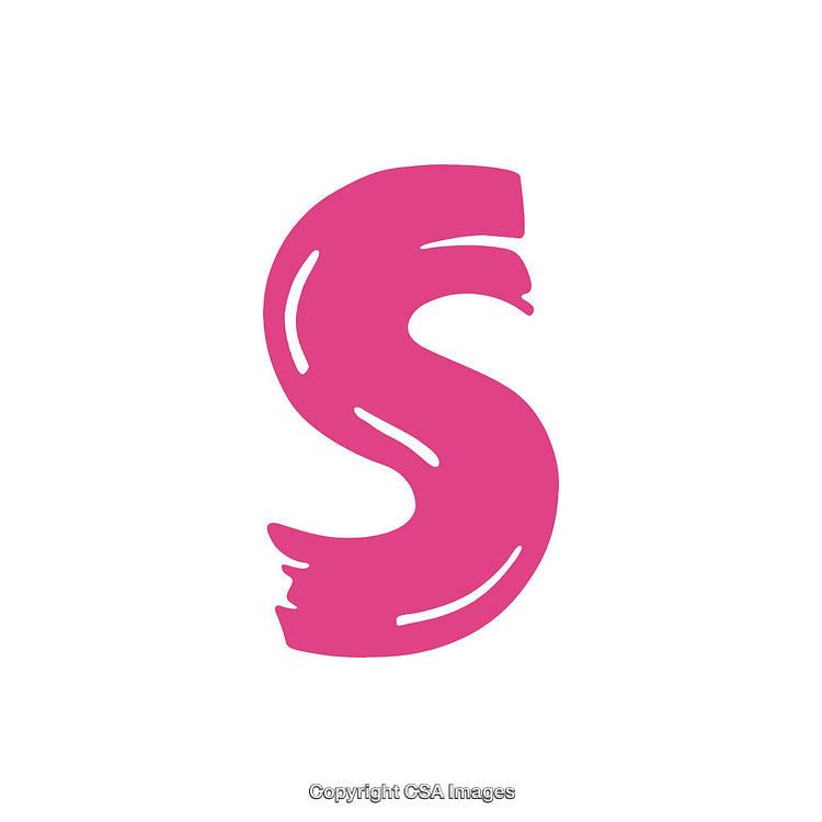 Stylized Pink Letter S Design Against White Background