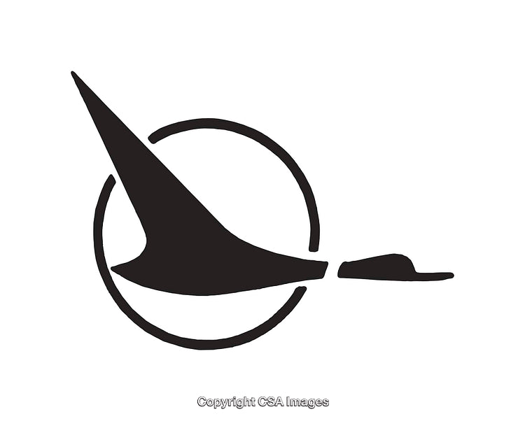Stylized Black and White Bird Icon with Circular Design Element