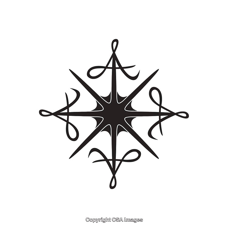 Intricate Black and White Decorative Shape with Symmetrical Elements