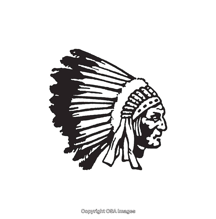 Black and White Line Art of a Traditional Headdress Profile