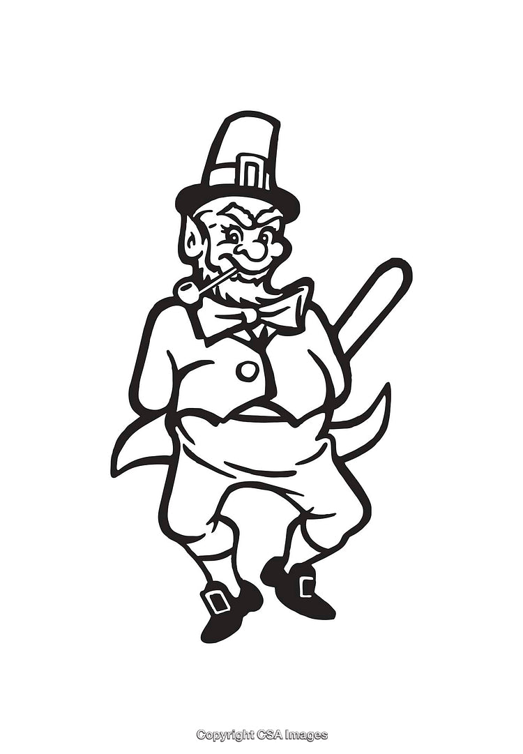 Retro Line Art Illustration of a Pilgrim Character in Black and White