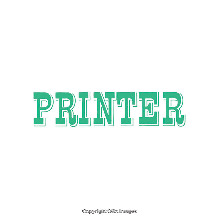 Green Stenciled Printer Text on White Background Minimalist Art