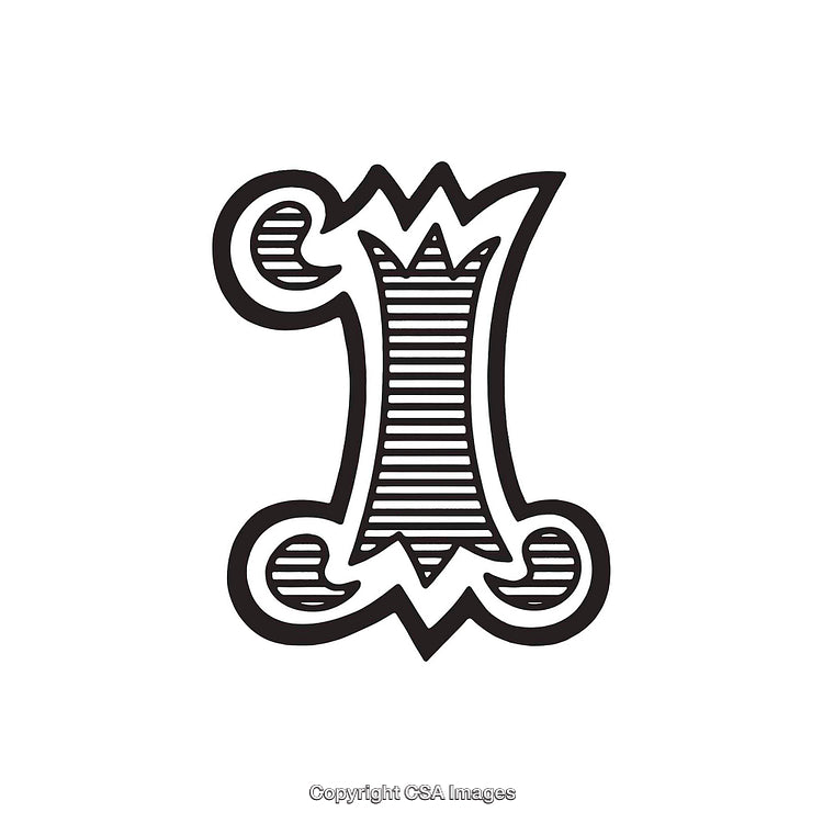 Decorative Number One Design in a Vintage Art Style