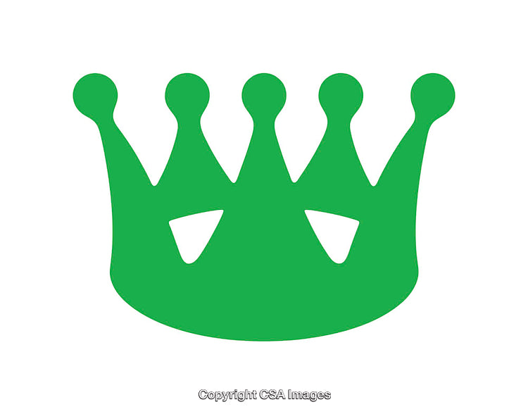 Green Iconic Crown Symbol Representing Royalty and Elegance on White Background