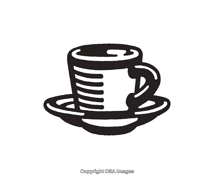 Minimalist Black and White Cup of Coffee Illustration