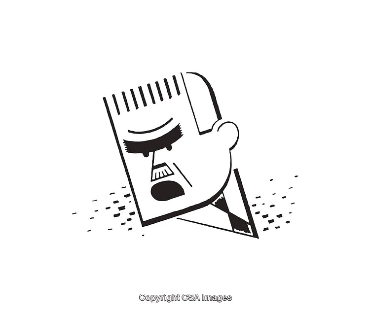 Black and White Line Art of Abstract Angry Facial Expression