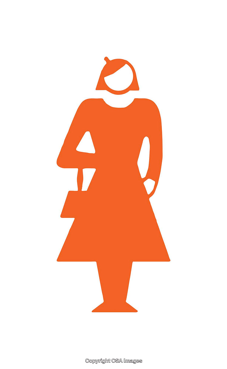 Orange Silhouette Icon of a Woman With a Handbag