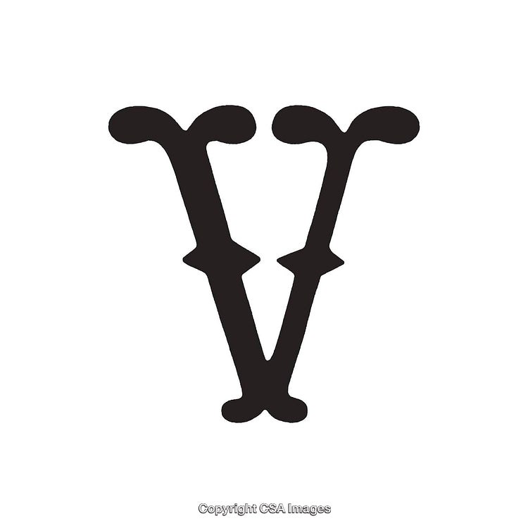 Stylized Design of the Letter V in a Bold Typeface