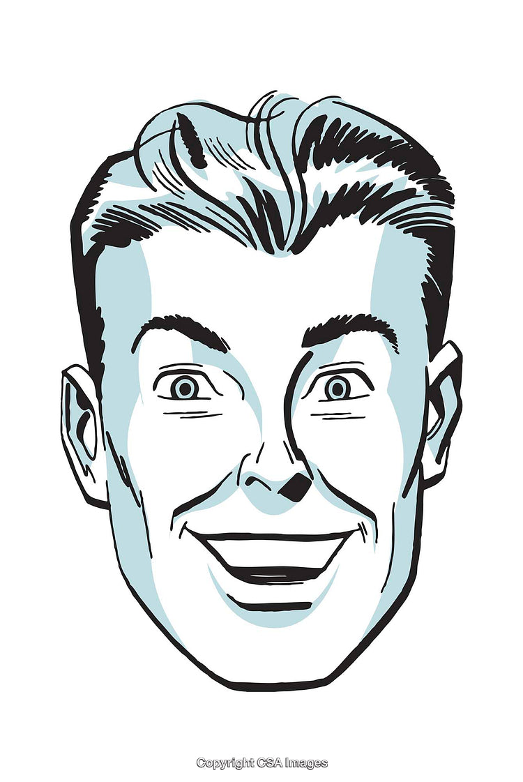 Excited Retro Illustration of a Happy Smiling Face in Comic Style