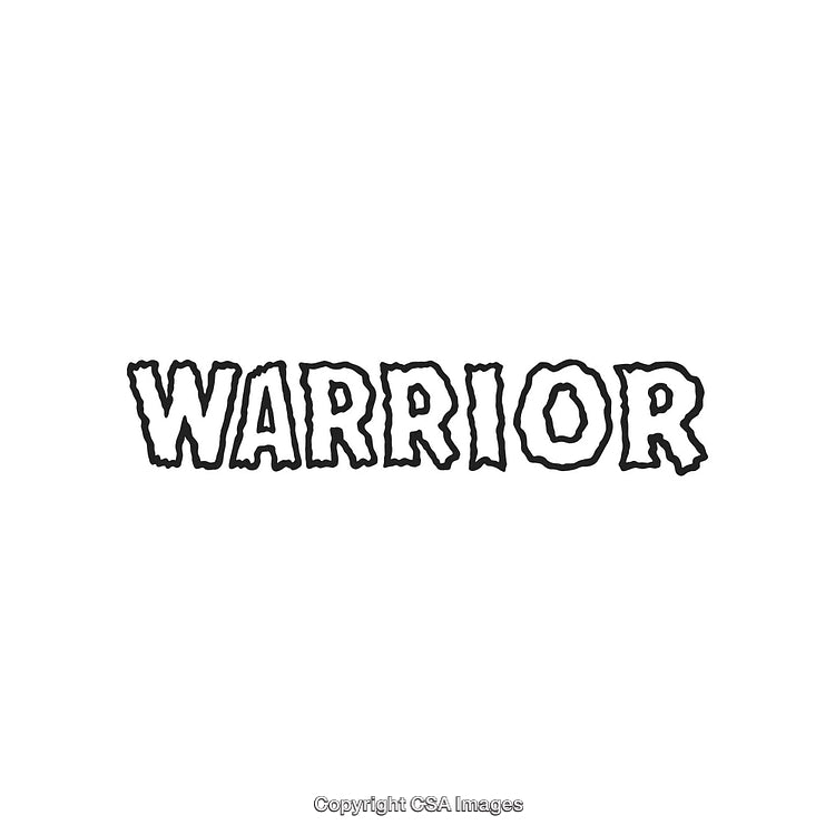 Stylish Text Design of Bold Warrior Letters in Black and White Theme