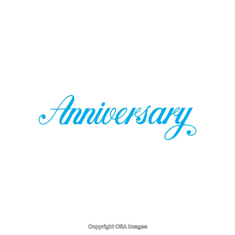 Elegant Blue Anniversary Text Artwork on Minimalist White Background