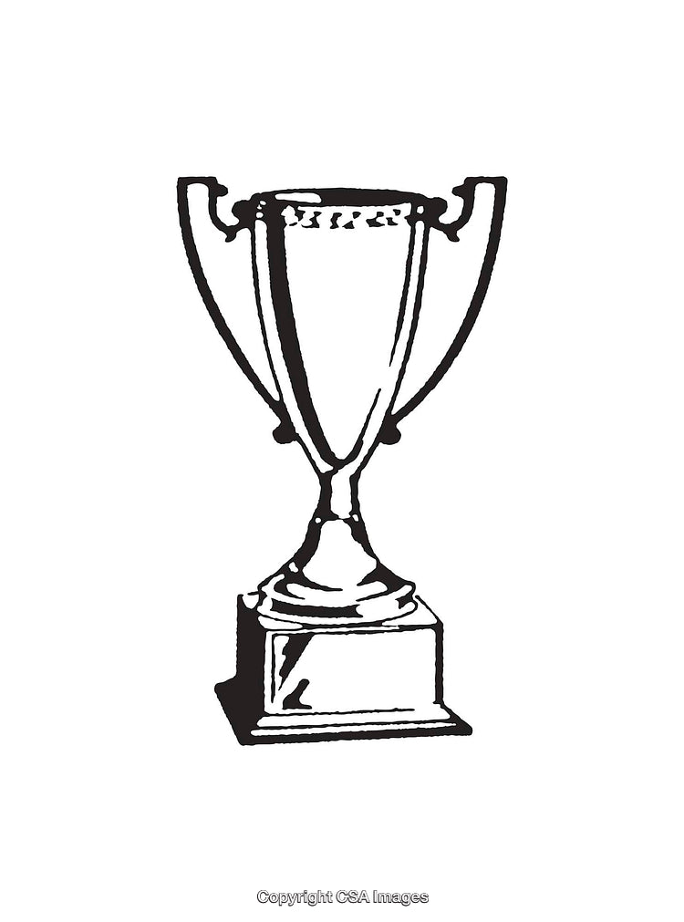 Black and White Line Art Illustration of a Trophy Cup Award