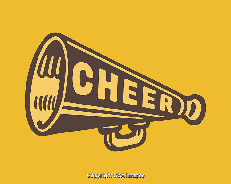 Retro Style Cheer Megaphone Illustration on a Yellow Background