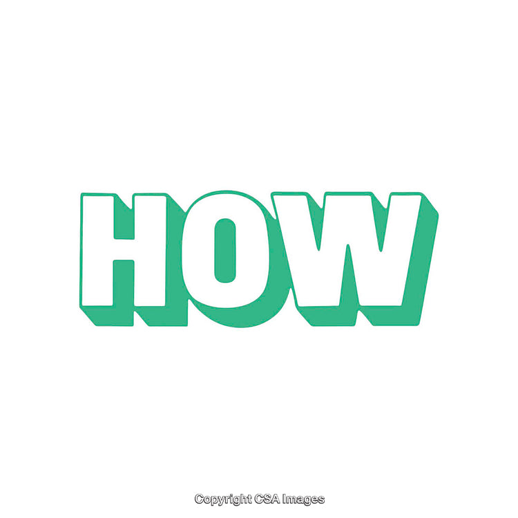 Green Lettering How on White Background With Bold Typeface