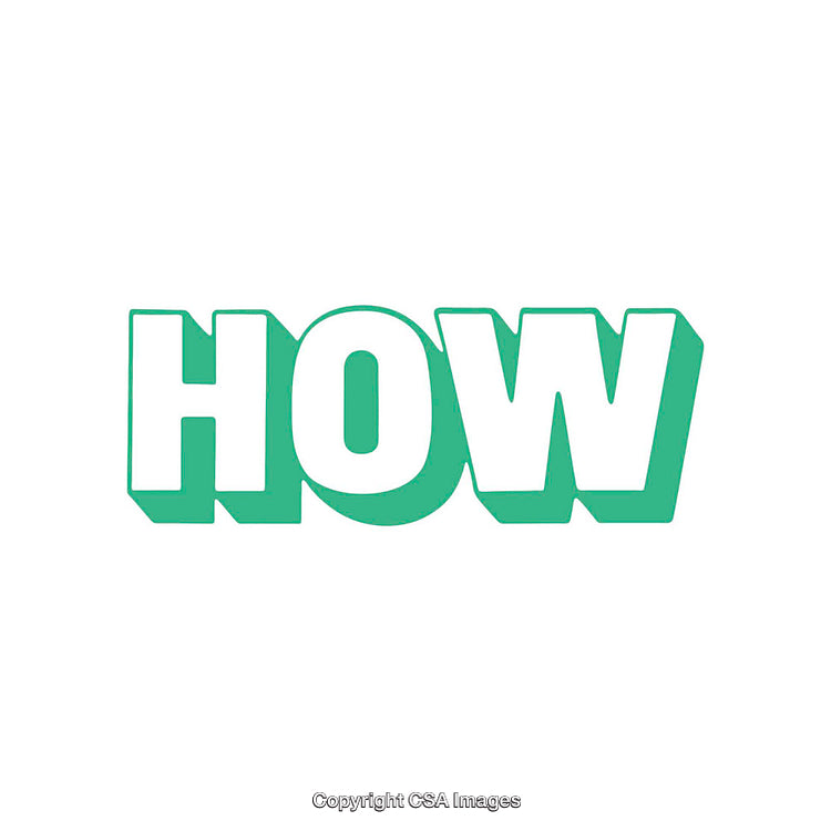 Green Lettering How on White Background With Bold Typeface