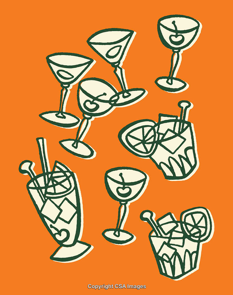 Colorful Cocktail Illustration With Martini And Beverage Glass Designs
