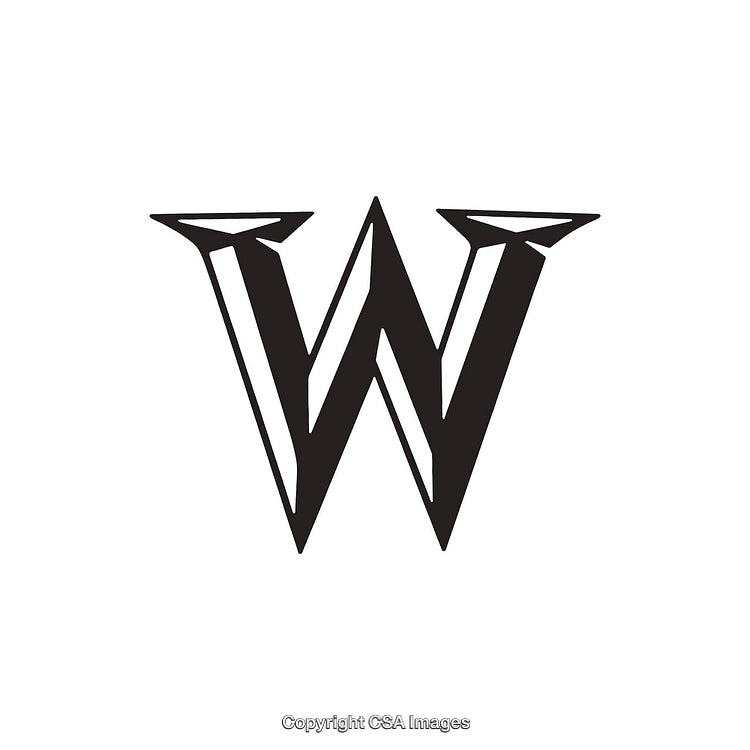 Intricate Letter W Design with Bold Black Lines and Elegant Style