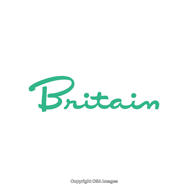 Green Cursive Typography of the Word Britain on White Background