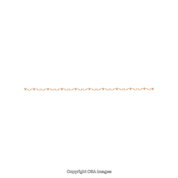Decorative Orange Divider Line with Elegant Swirl Design on White Background