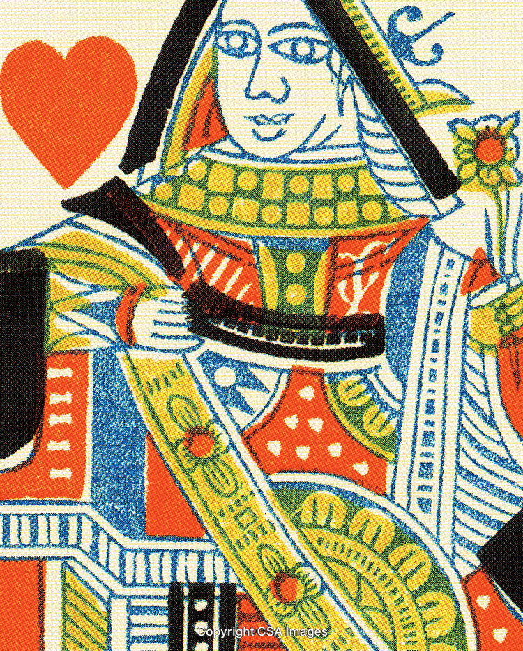 Artistic Illustration of the Queen of Hearts Playing Card