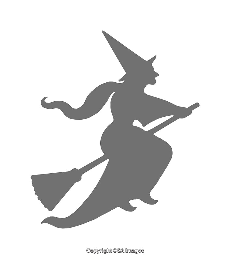 Silhouette Illustration of a Witch Flying on a Broomstick