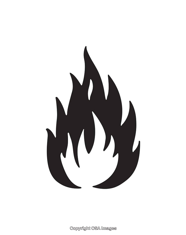 Black Silhouette Flame Icon on a White Background for Graphic and Web Use