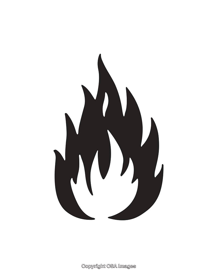Black Silhouette Flame Icon on a White Background for Graphic and Web Use