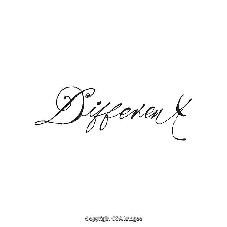 Elegant Handwritten Word 'Different' on White Background in Calligraphy Style