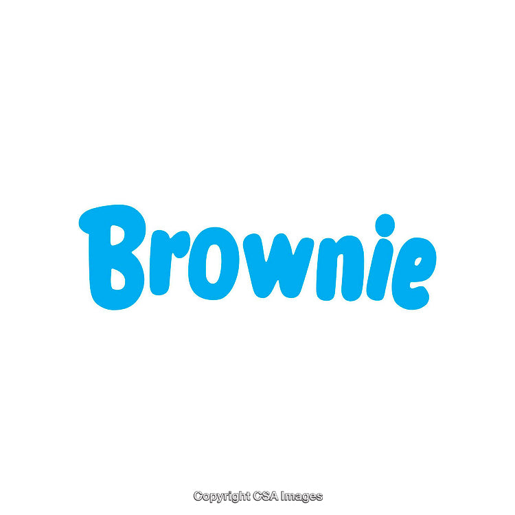 Simple Blue Typography of the Word Brownie on White Background