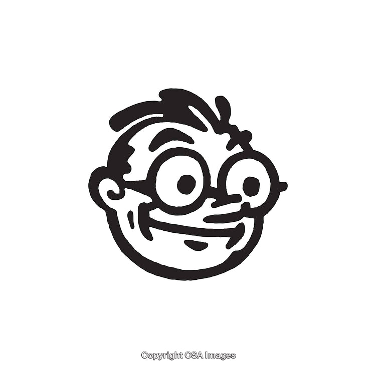 Funny Cartoon Illustration of Smiling Character With Glasses